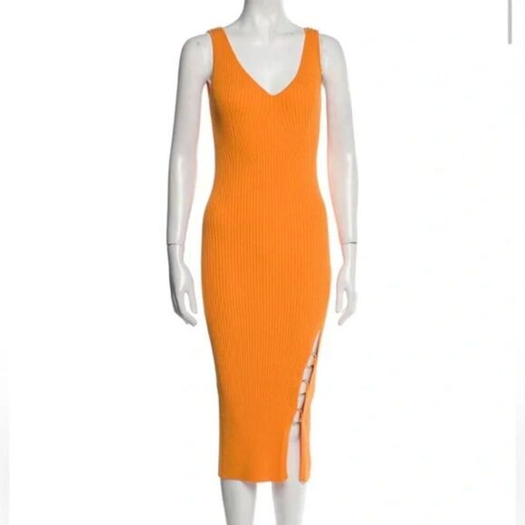 ✨ HOUSE OF HARLOW ✨ NEW - Bodycon Midi Dress w/ Ring Detail - [Small, Orange] - Picture 1 of 14